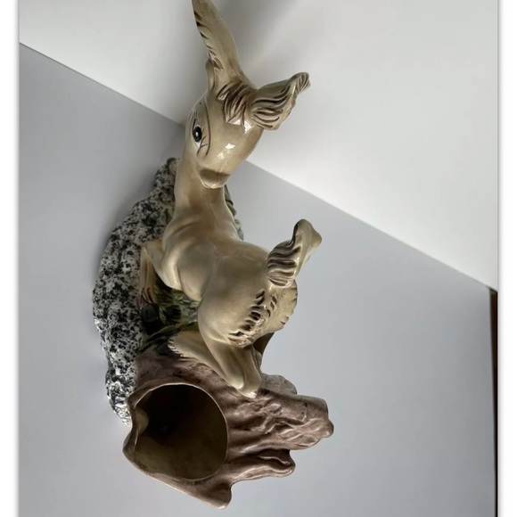 Vintage Mid Century Modern Doe Deer Ceramic Pottery Planter Figurine Bambi - Picture 2 of 3